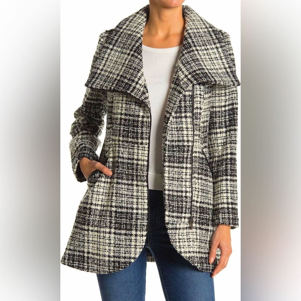 EUC French Connection Houndstooth Tweed Jacket Size Medium